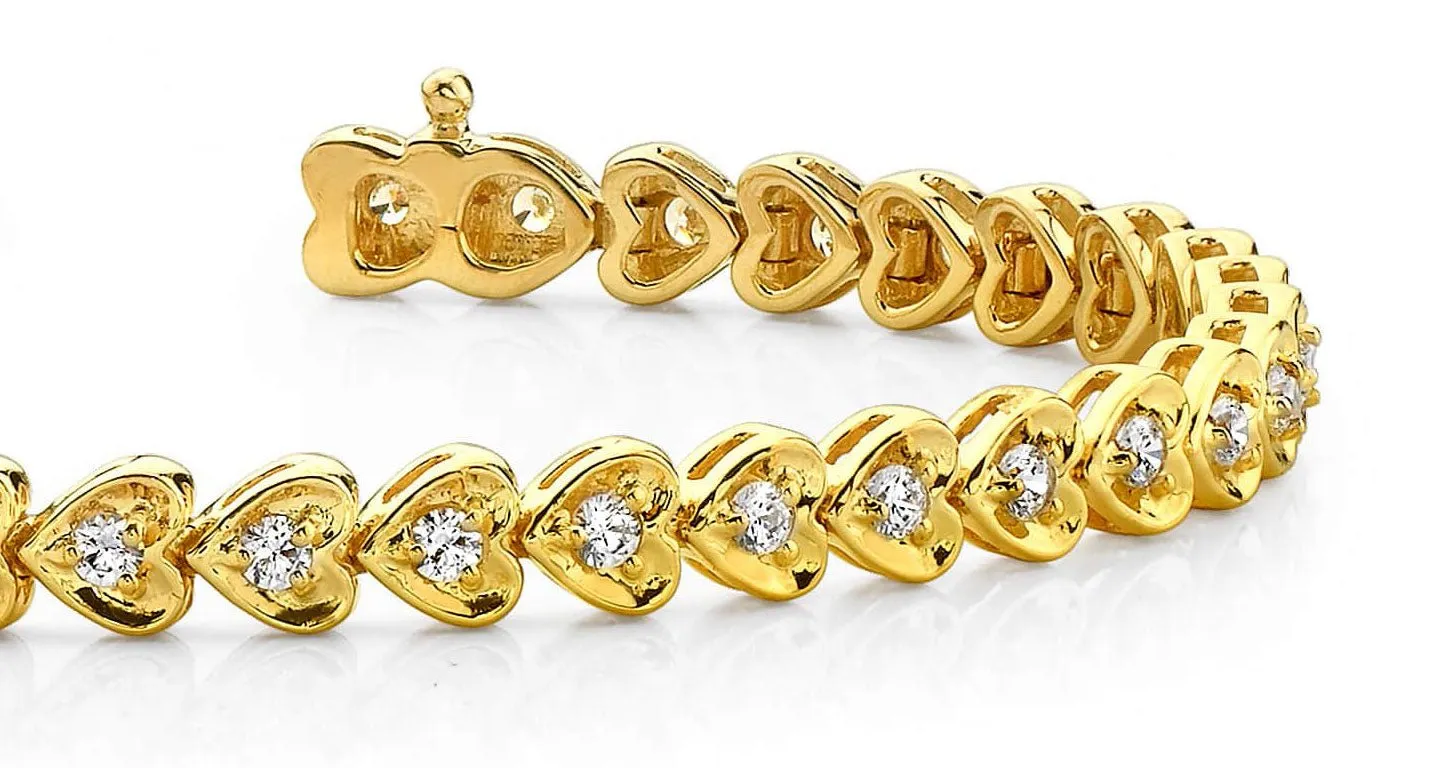 Heart Link Diamond Bracelet with 1.40 ct.(finished) 2.0mm