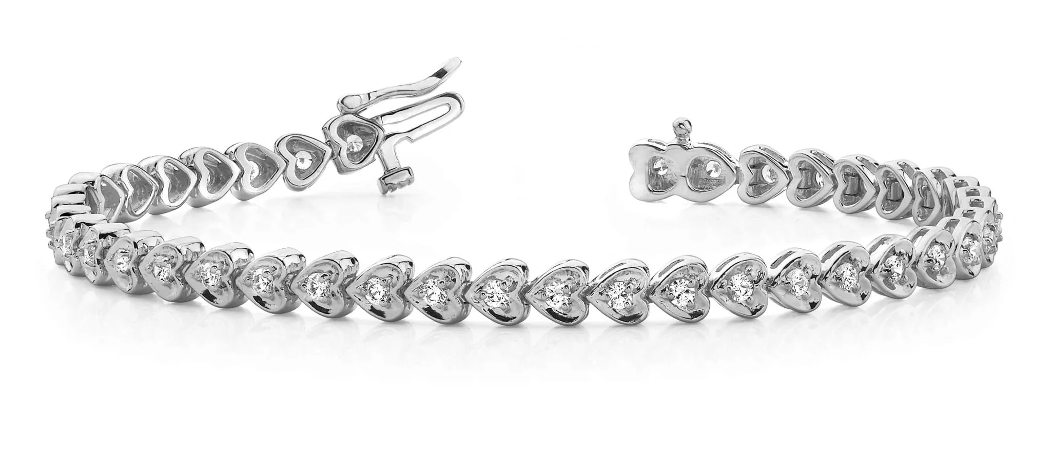 Heart Link Diamond Bracelet with 1.40 ct.(finished) 2.0mm
