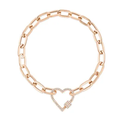 Heart Paper Clip Link Bracelet