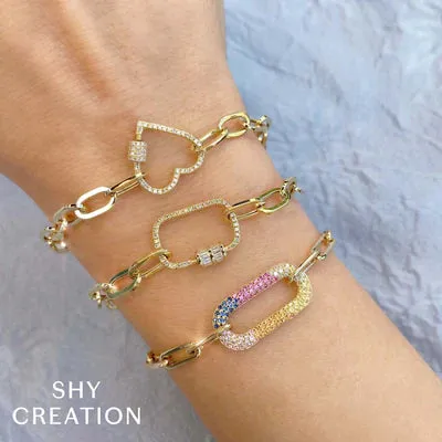 Heart Paper Clip Link Bracelet