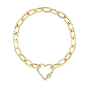 Heart Paper Clip Link Bracelet