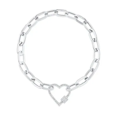 Heart Paper Clip Link Bracelet