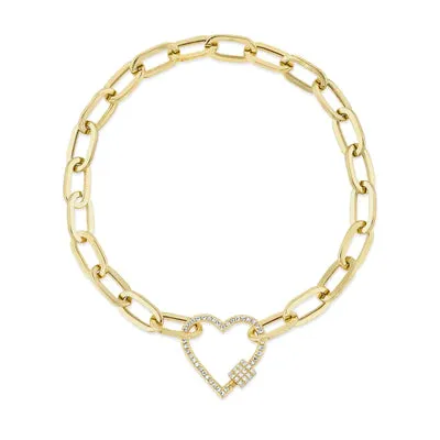 Heart Paper Clip Link Bracelet
