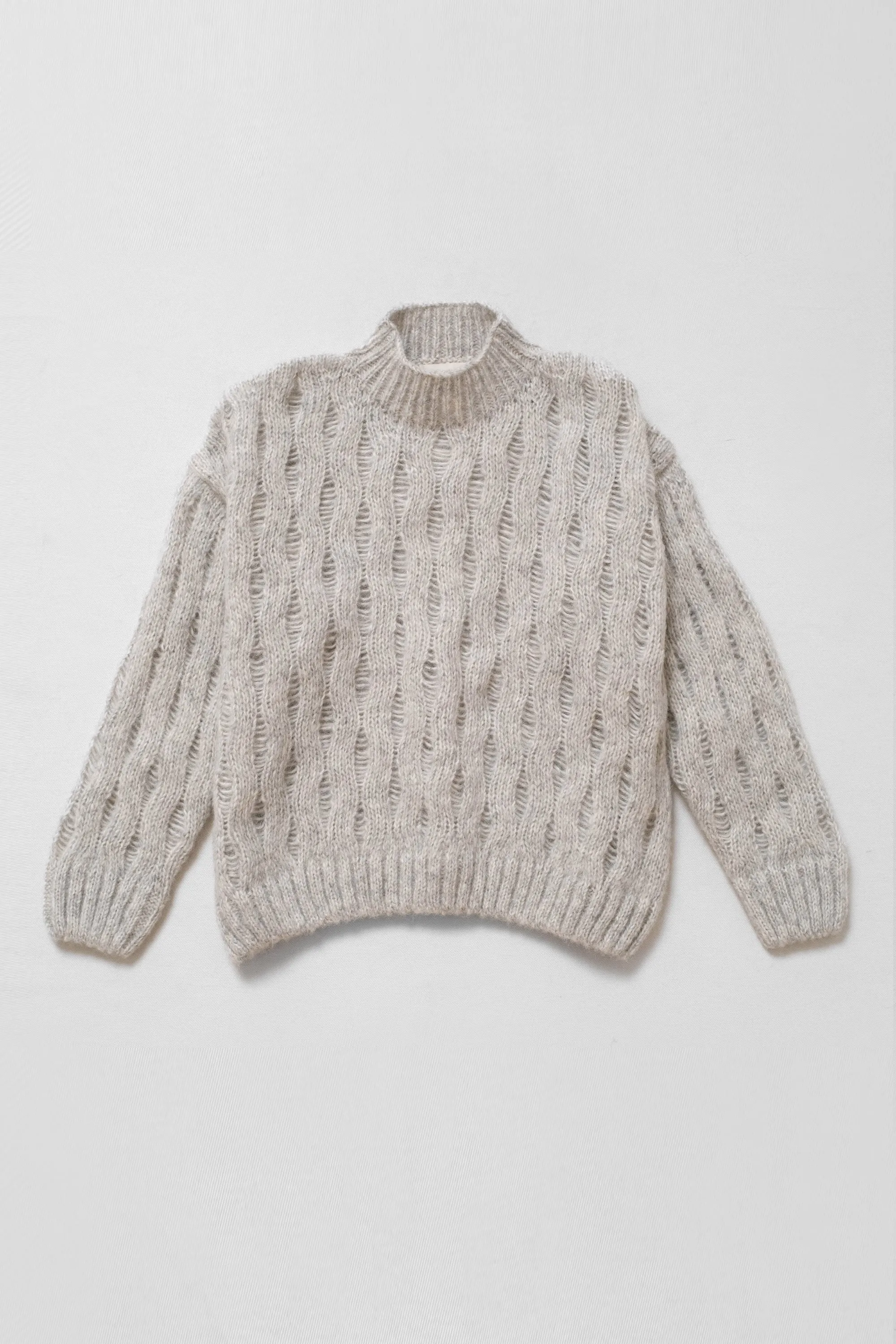 Heather Grey Wave Cable Pullover
