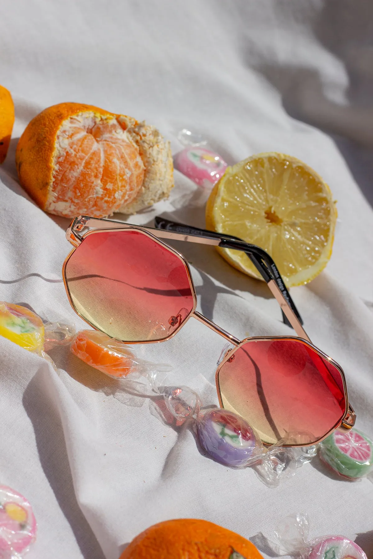 Hexagon Metal Frame Gradient Sunglasses