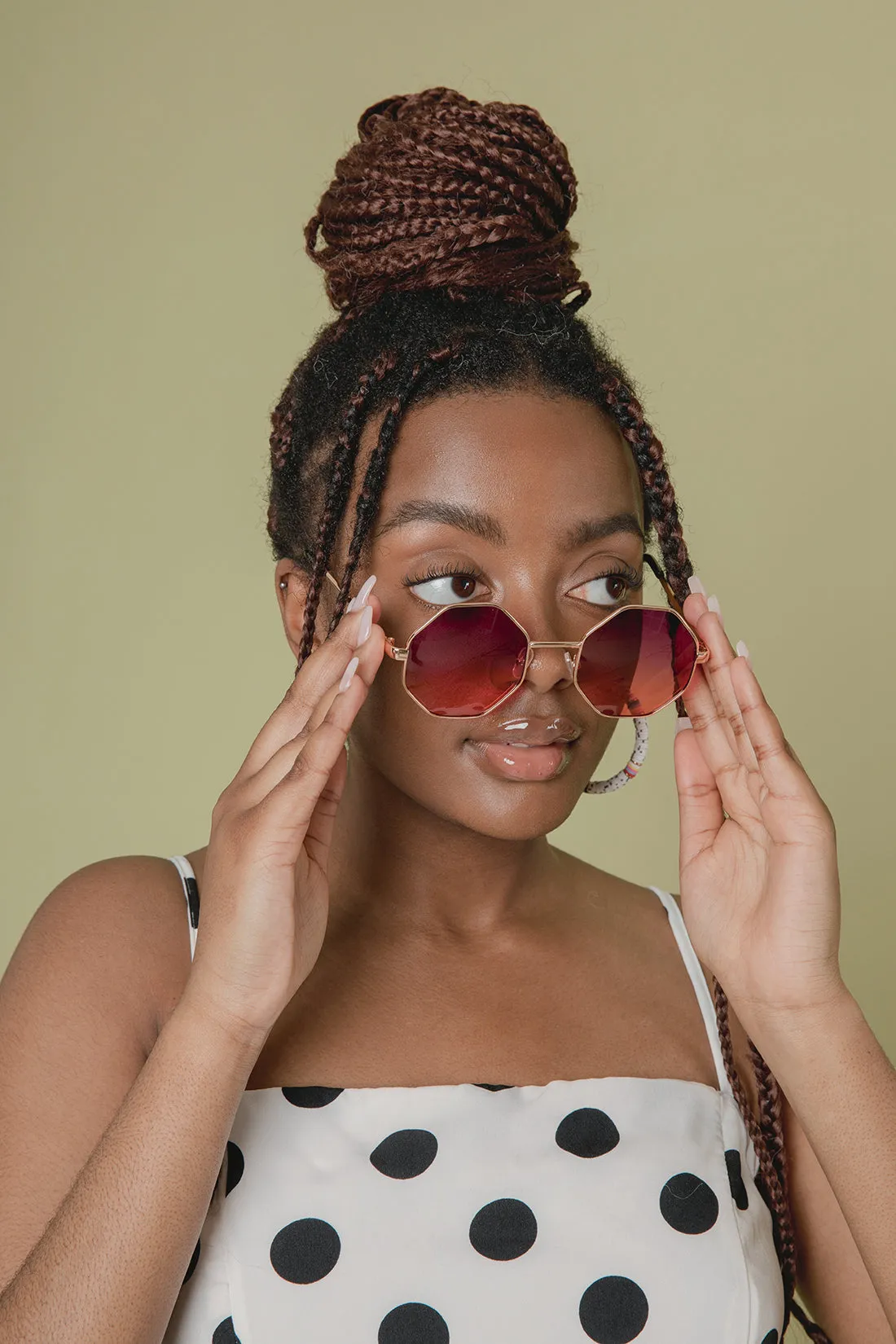 Hexagon Metal Frame Gradient Sunglasses