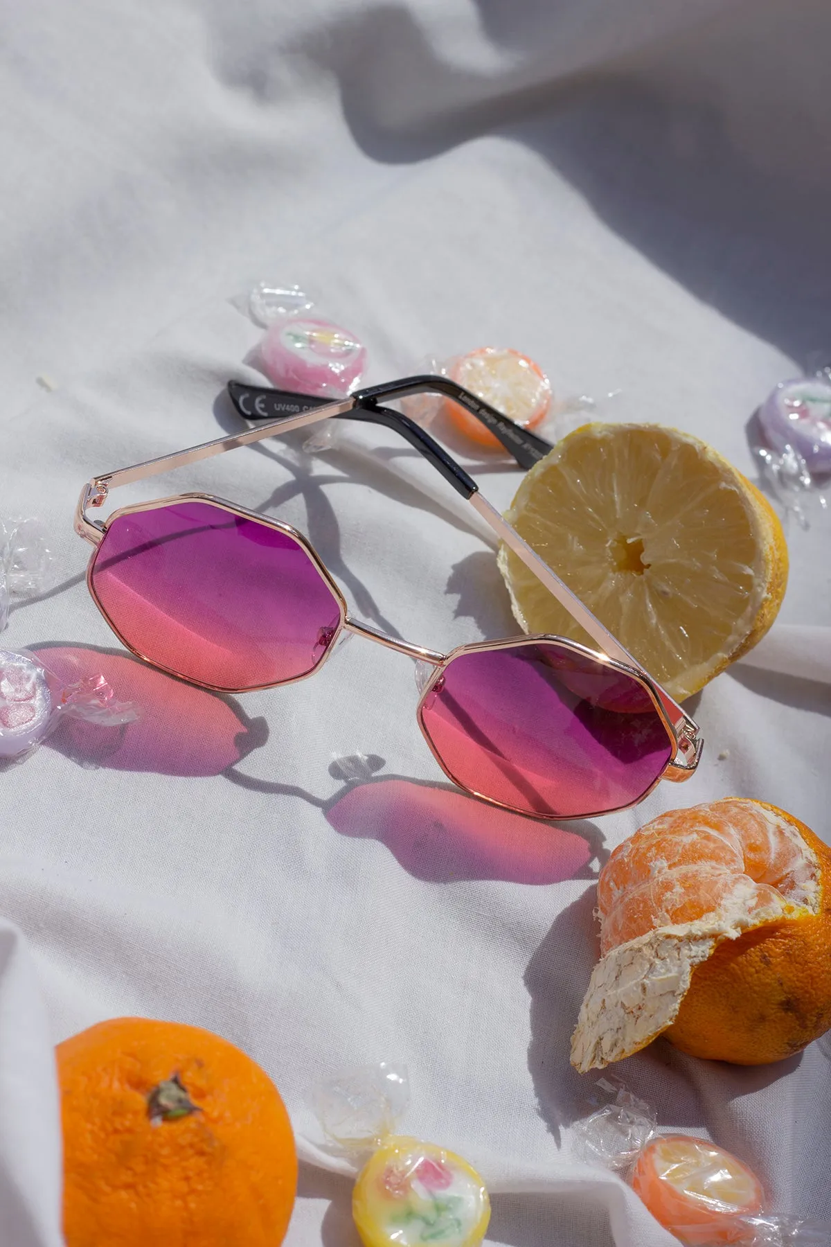Hexagon Metal Frame Gradient Sunglasses