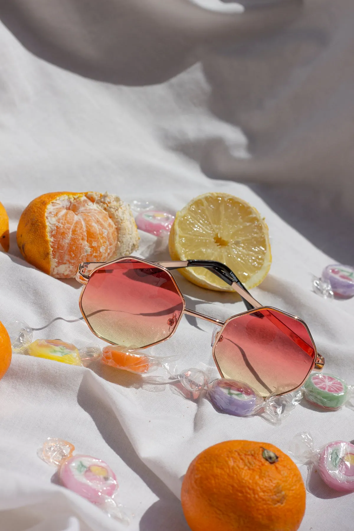 Hexagon Metal Frame Gradient Sunglasses