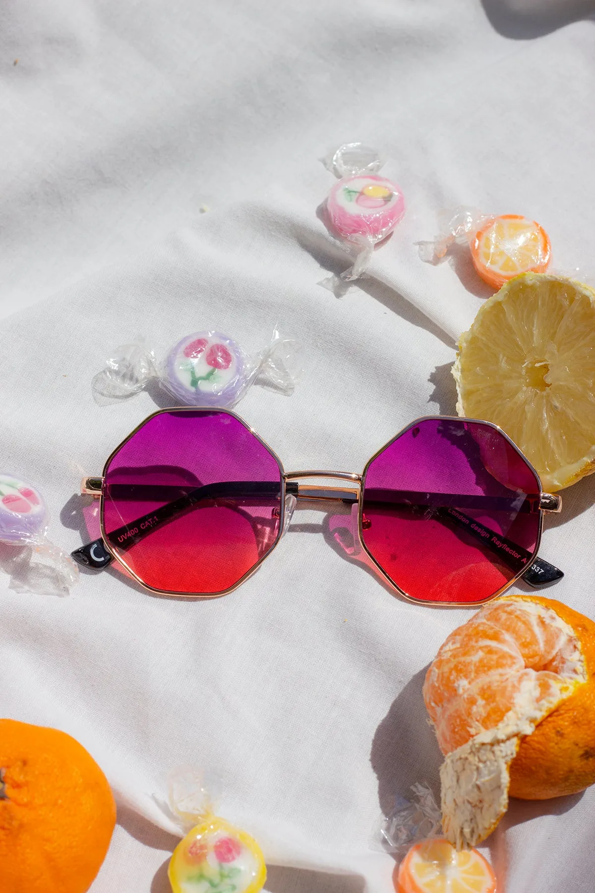 Hexagon Metal Frame Gradient Sunglasses