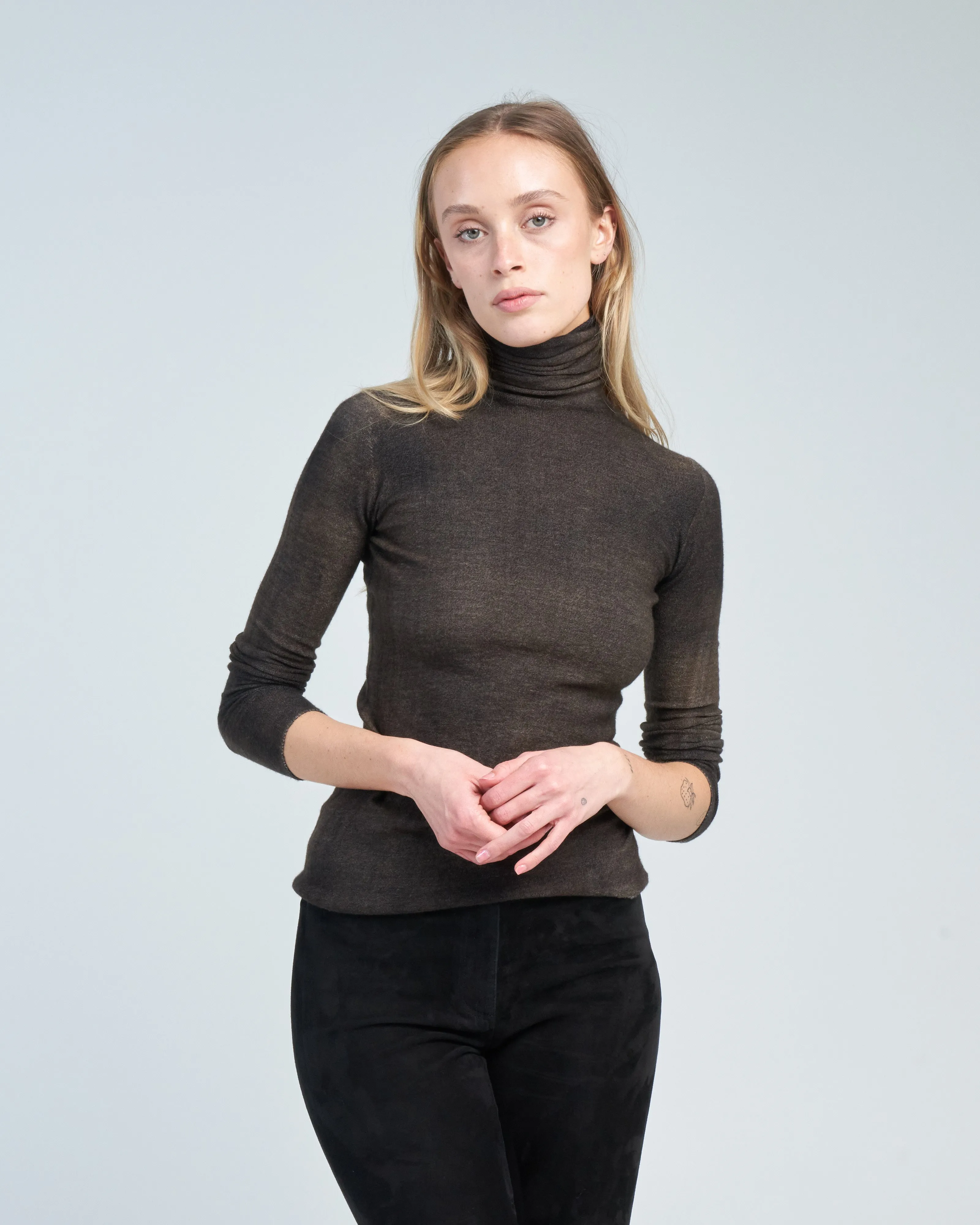 high neck reversible stretch pullover