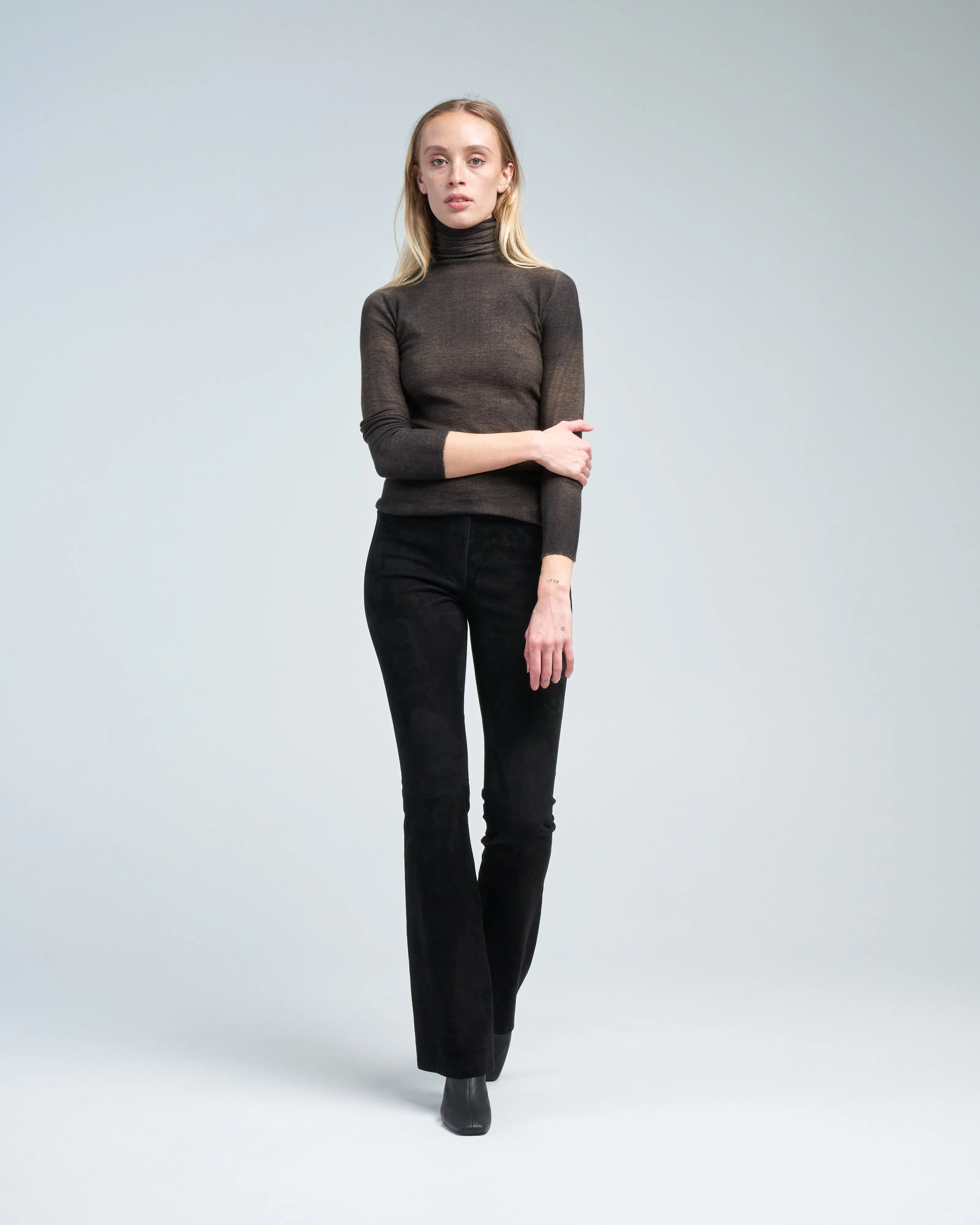 high neck reversible stretch pullover