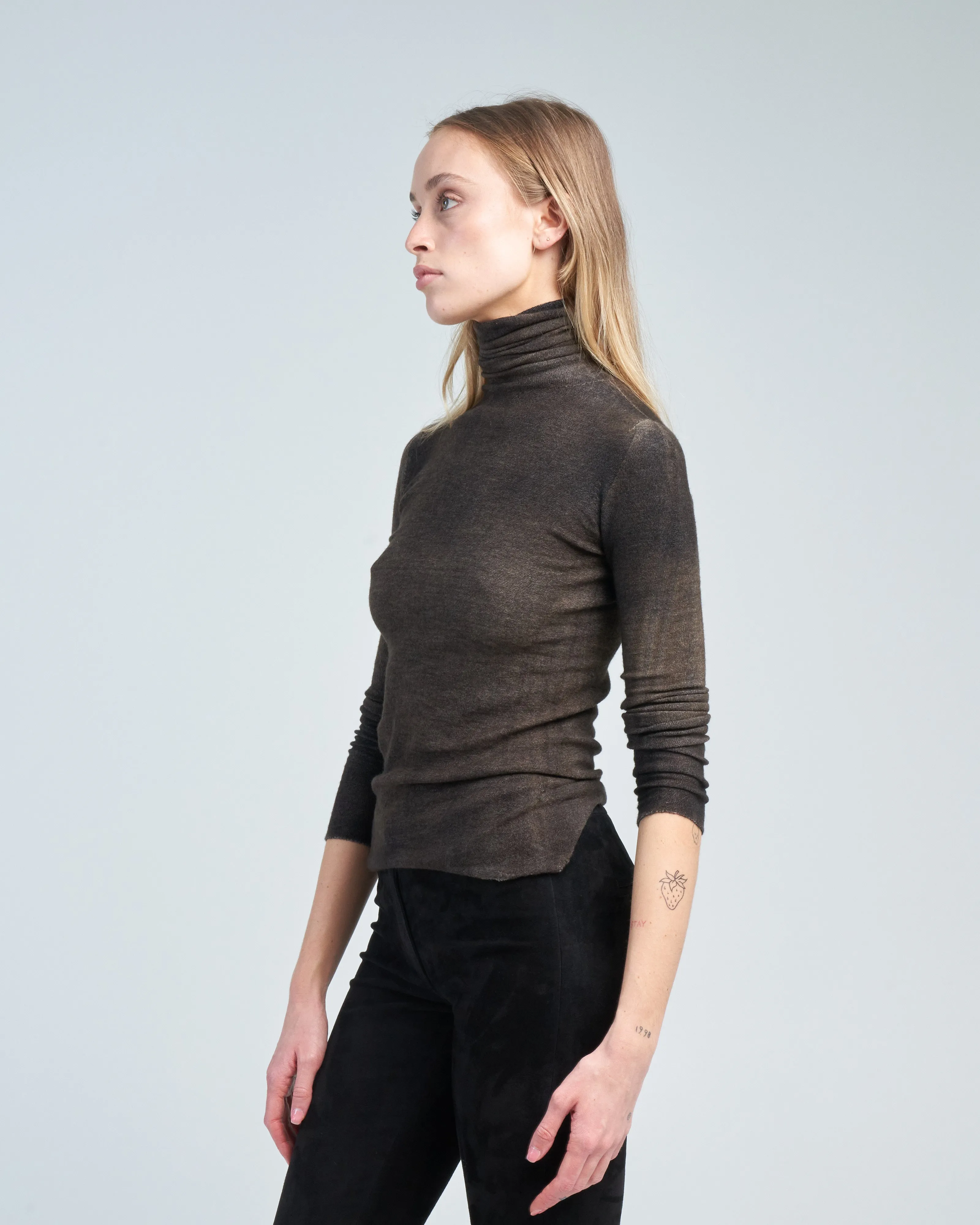high neck reversible stretch pullover