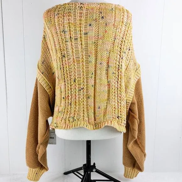 Honey Cable Knit Pullover Sweater in Honeycomb Combo Oversized Free People
