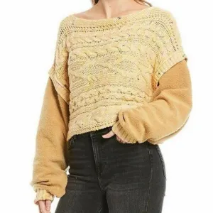 Honey Cable Knit Pullover Sweater in Honeycomb Combo Oversized Free People