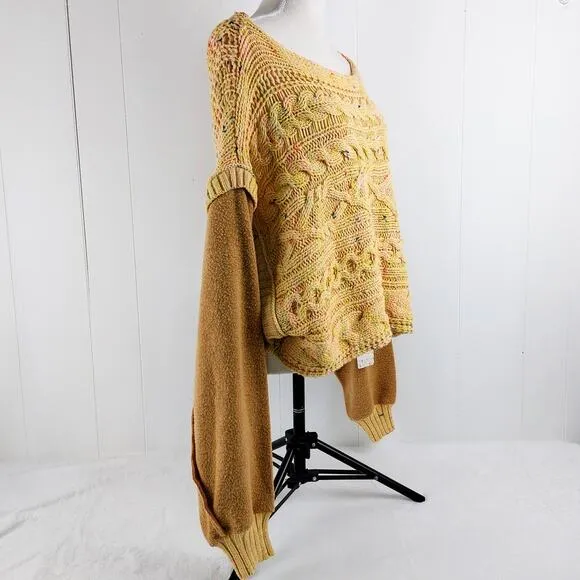 Honey Cable Knit Pullover Sweater in Honeycomb Combo Oversized Free People