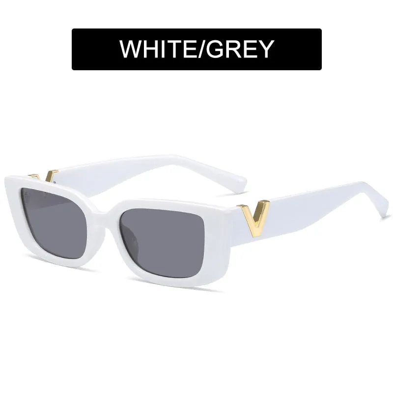 HOOBAN 2022 Fashion Cat Eye Sunglasses Luxury V Sun Glasses For Ladies Classic Rectangle Driving Eyewear UV400