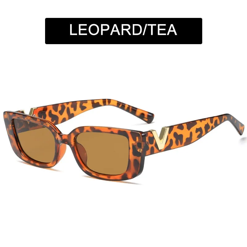 HOOBAN 2022 Fashion Cat Eye Sunglasses Luxury V Sun Glasses For Ladies Classic Rectangle Driving Eyewear UV400