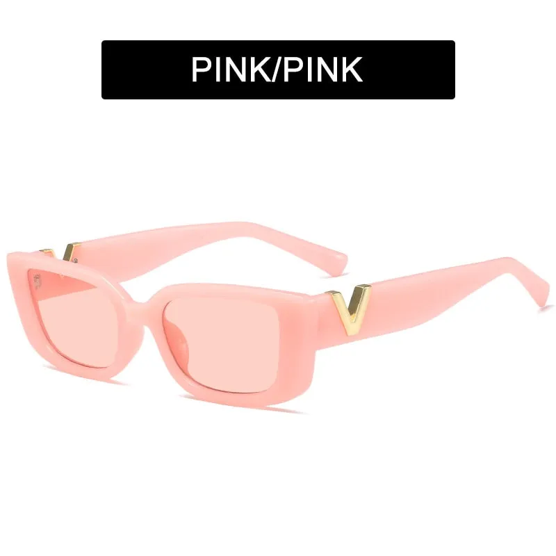 HOOBAN 2022 Fashion Cat Eye Sunglasses Luxury V Sun Glasses For Ladies Classic Rectangle Driving Eyewear UV400