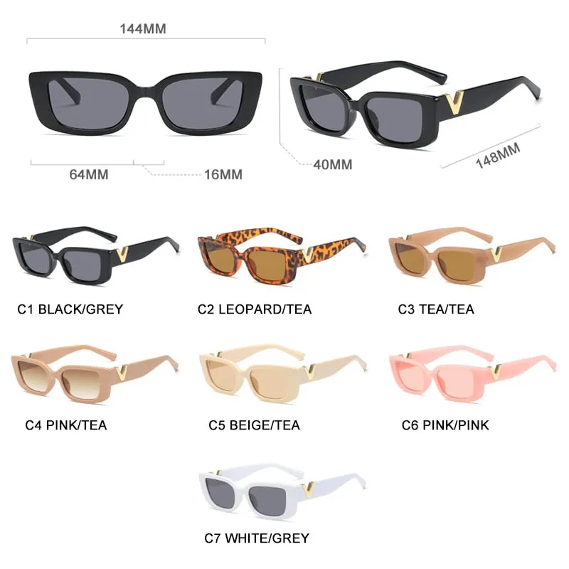HOOBAN 2022 Fashion Cat Eye Sunglasses Luxury V Sun Glasses For Ladies Classic Rectangle Driving Eyewear UV400