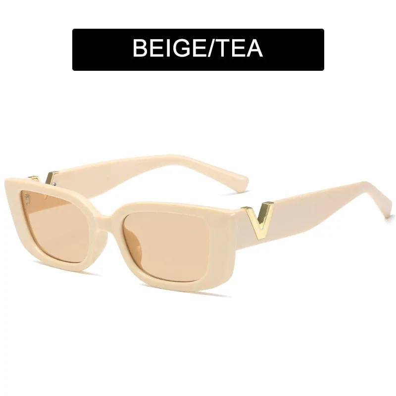 HOOBAN 2022 Fashion Cat Eye Sunglasses Luxury V Sun Glasses For Ladies Classic Rectangle Driving Eyewear UV400