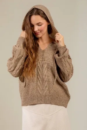 Hooded Cable Knit Sweater Hoodie