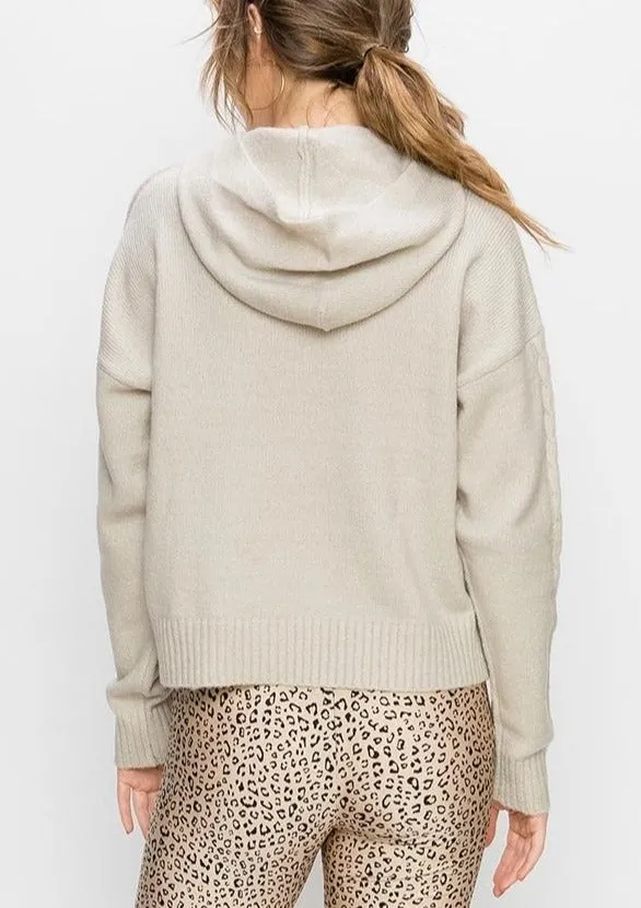 Hooded Cable Knit Sweater