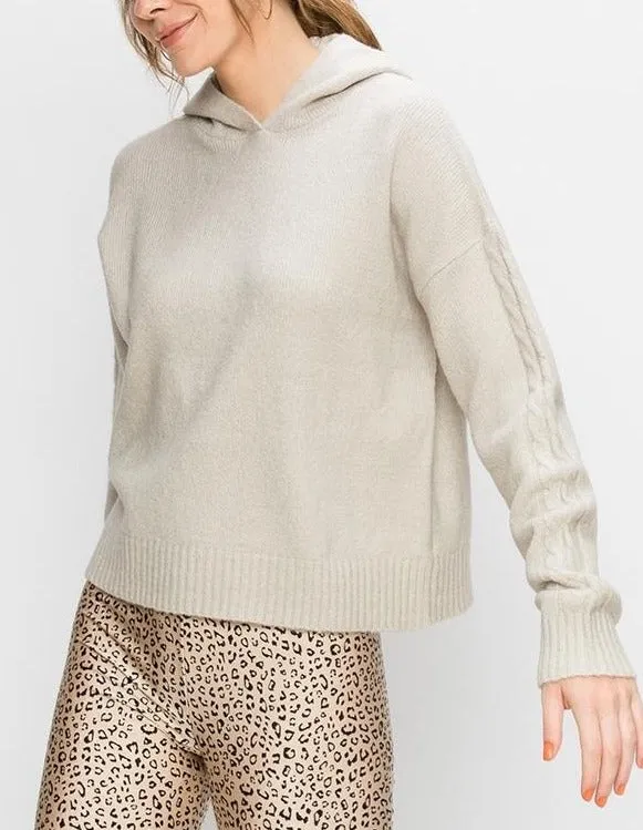 Hooded Cable Knit Sweater