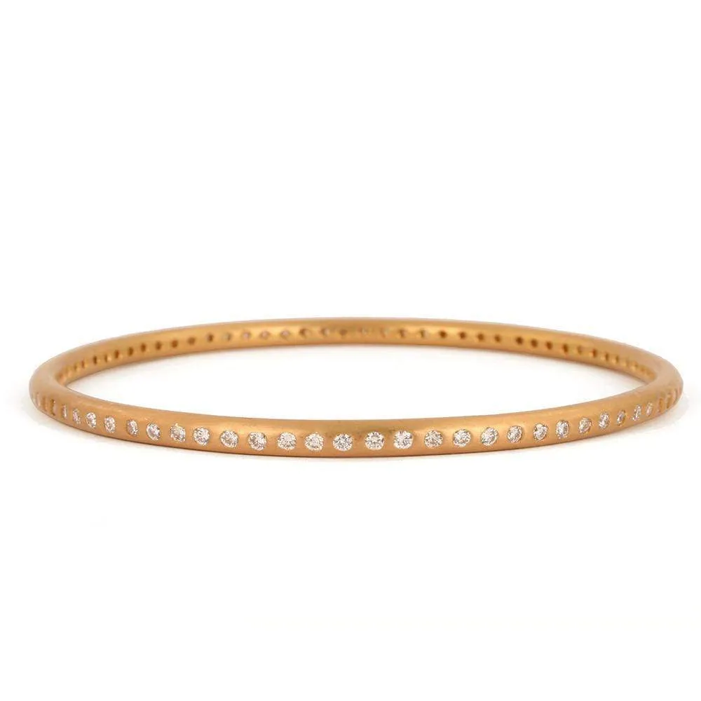 Hoopstock Full Diamond Bangle in 22K Apricot Gold- 3.3mm