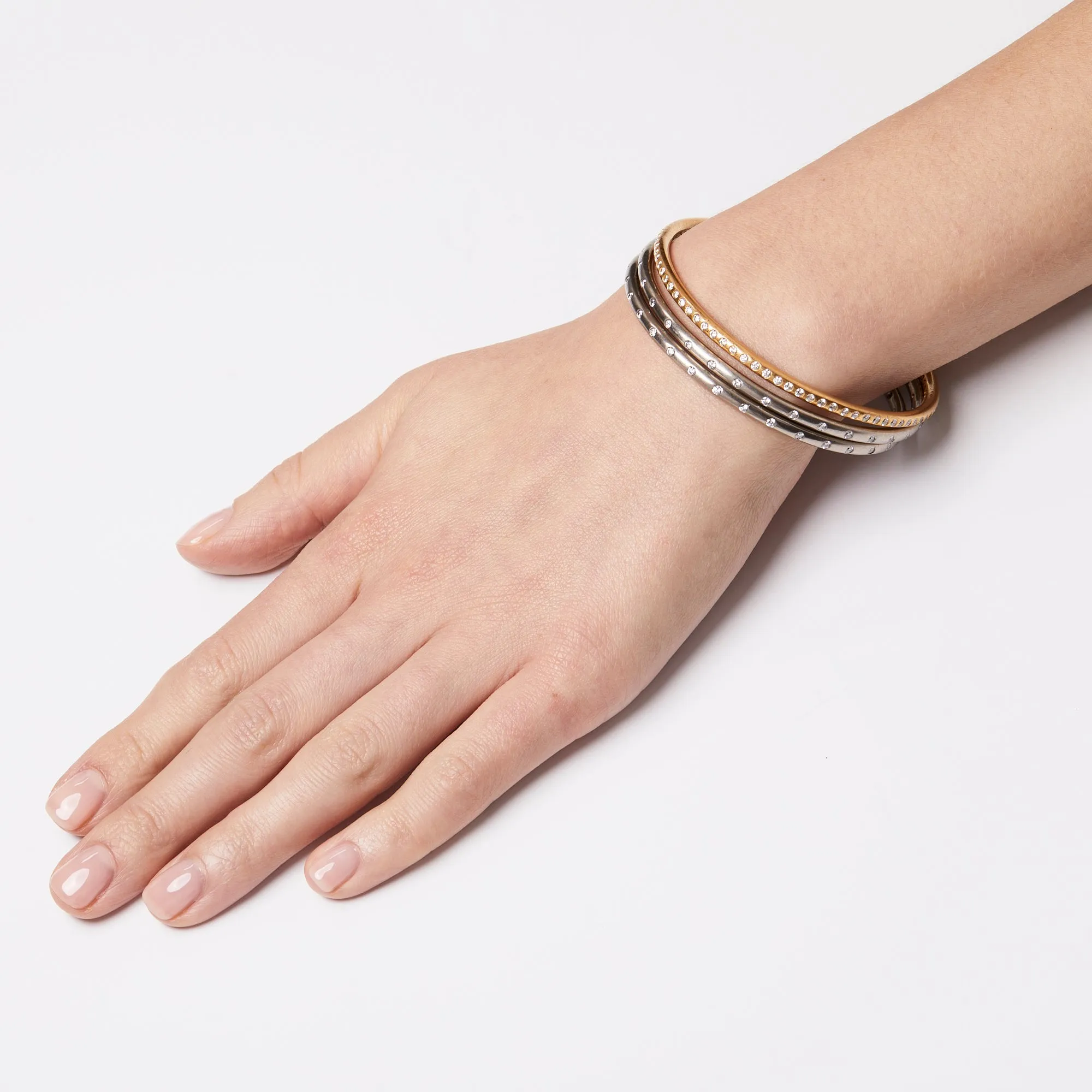 Hoopstock Full Diamond Bangle in 22K Apricot Gold- 3.3mm