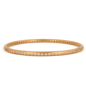 Hoopstock Full Diamond Bangle in 22K Apricot Gold- 3.3mm