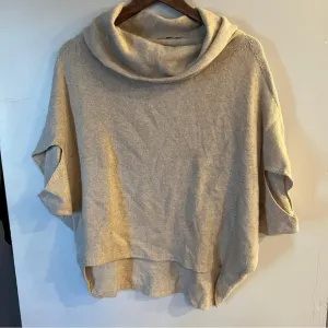 IL FORTE DEL CASHMERE Women’s Beige Cowl Neck Cashmere Poncho Sweater ONE SIZE