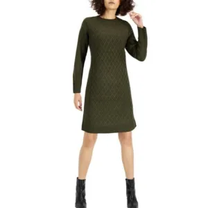 INC International Concepts Cable-Knit Sweater Dress Rosemary Size Small
