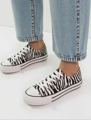 Inello Iconic Zebra Print Low Top Sneakers with Laces