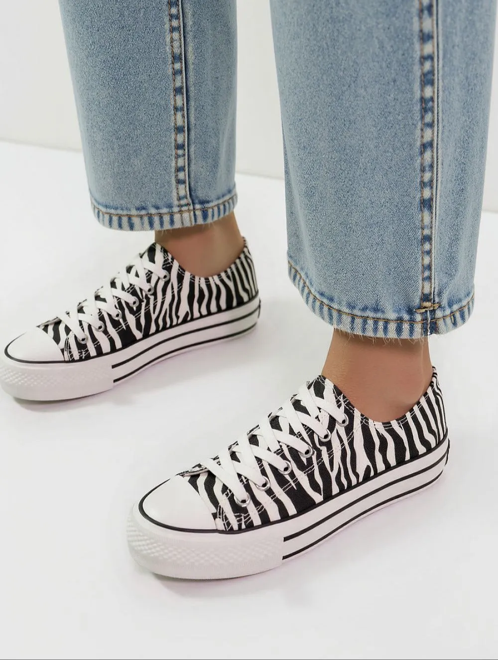 Inello Iconic Zebra Print Low Top Sneakers with Laces