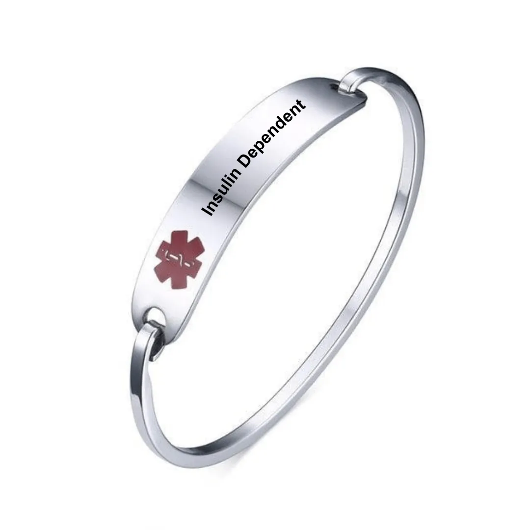 Insulin Dependent Diabetes Medical Alert Bangle 19cm