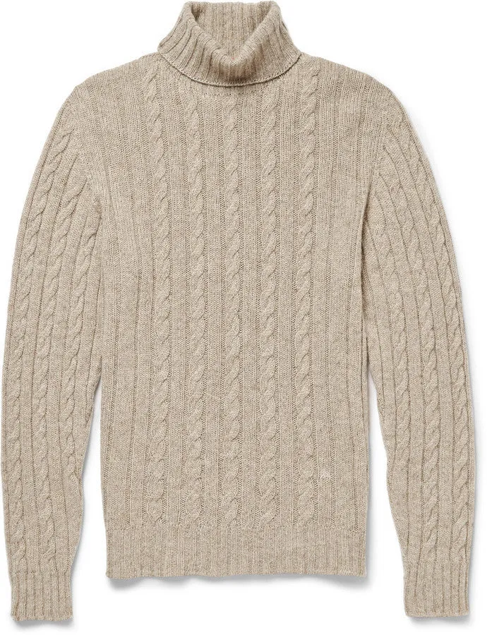 ISAIA - PURE CASHMERE Cable Knit Turtleneck Sweater - XL