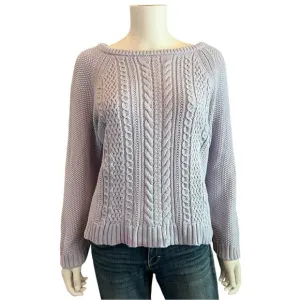 J. Crew Black Label Lilac Cable Knit Crewneck Sweater Size L