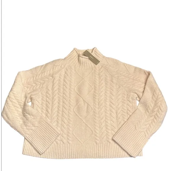 J Crew Cable-knit Rollneck sweater in Supersoft yarn heather ivory Size XXS NWT