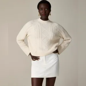 J Crew Cable-knit Rollneck sweater in Supersoft yarn heather ivory Size XXS NWT