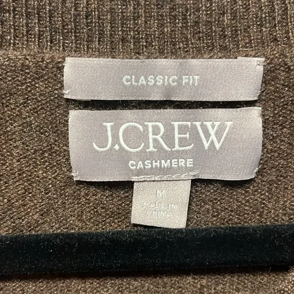 J. CREW Cashmere Classic- Fit Brown Crewneck Sweater, Size M