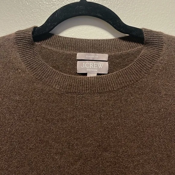 J. CREW Cashmere Classic- Fit Brown Crewneck Sweater, Size M