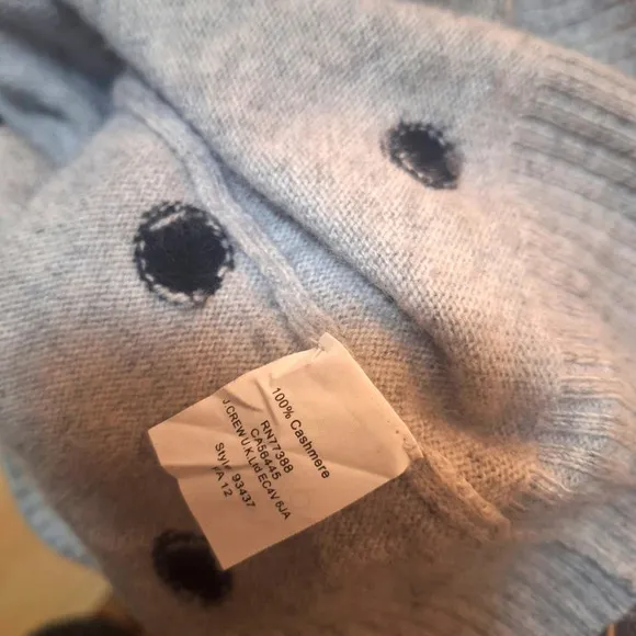 J. Crew cashmere polka dot button at neck sweater SZ S