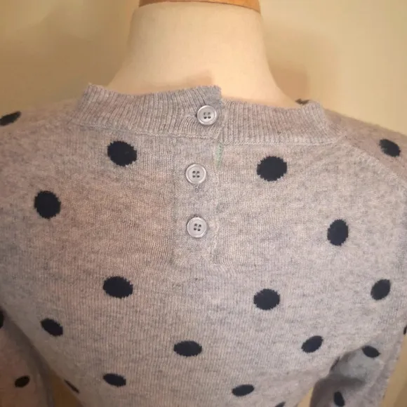J. Crew cashmere polka dot button at neck sweater SZ S