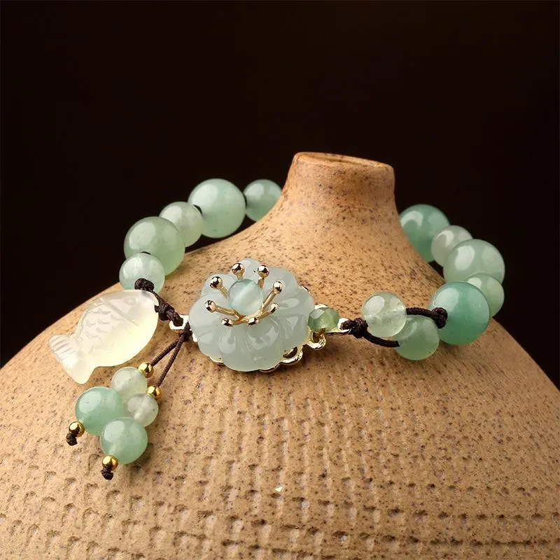 Jade Flower & Fish Lucky Bracelet