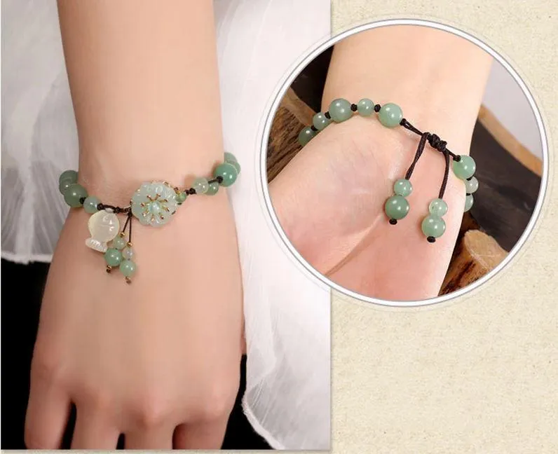 Jade Flower & Fish Lucky Bracelet