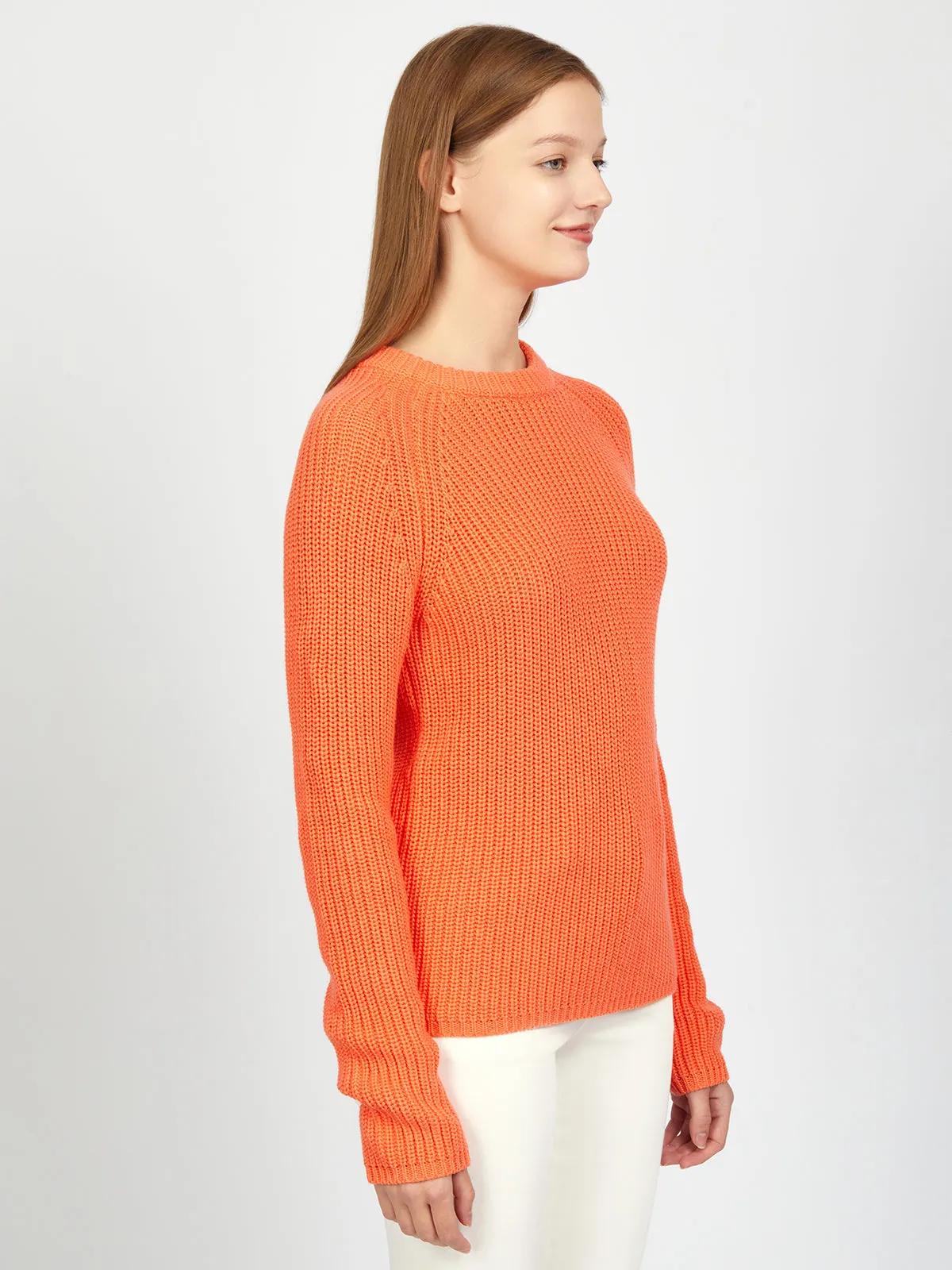 Jane: Crewneck Shaker Stitch Cotton Sweater