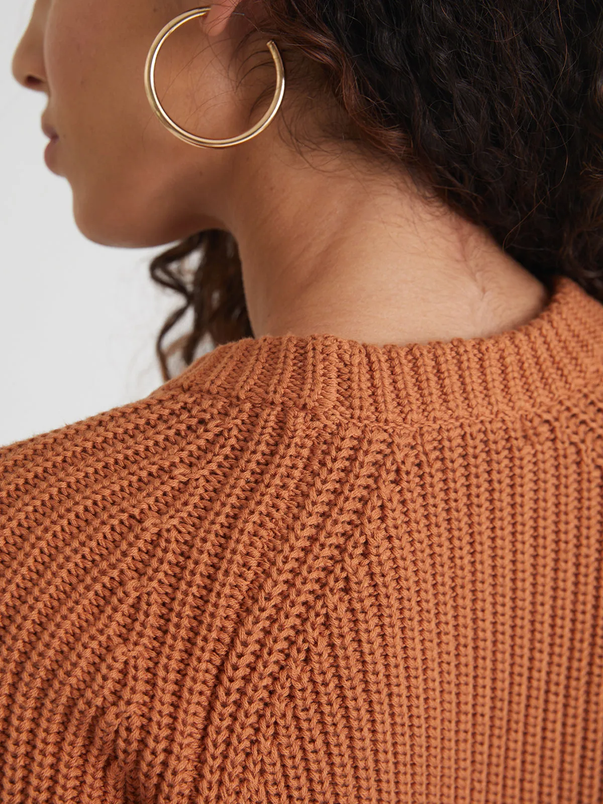 Jane: Crewneck Shaker Stitch Cotton Sweater