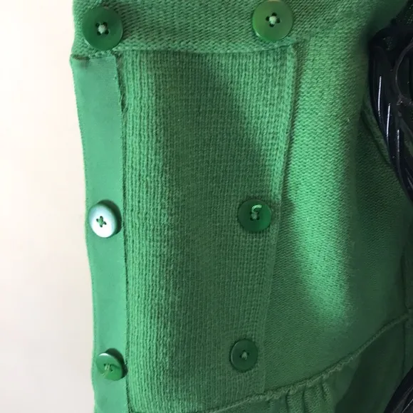 J.Crew Collection Green CashmereBlend Double Breasted Sweater Rhinestone Buttons