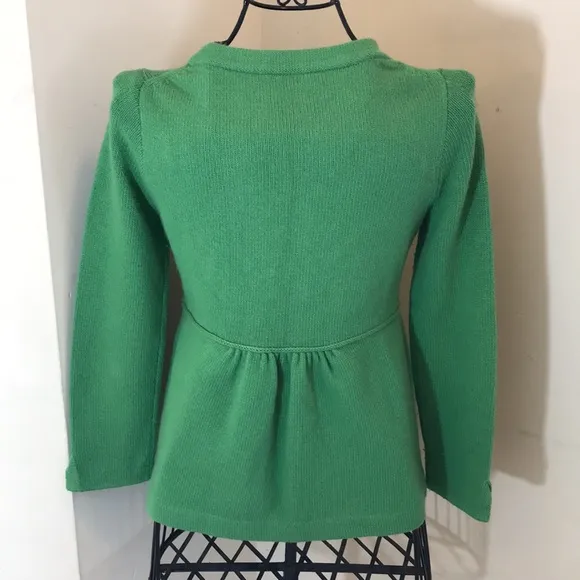 J.Crew Collection Green CashmereBlend Double Breasted Sweater Rhinestone Buttons