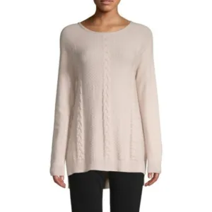 Joan Vass Cream Oversize Scoop Neck Knit Sweater